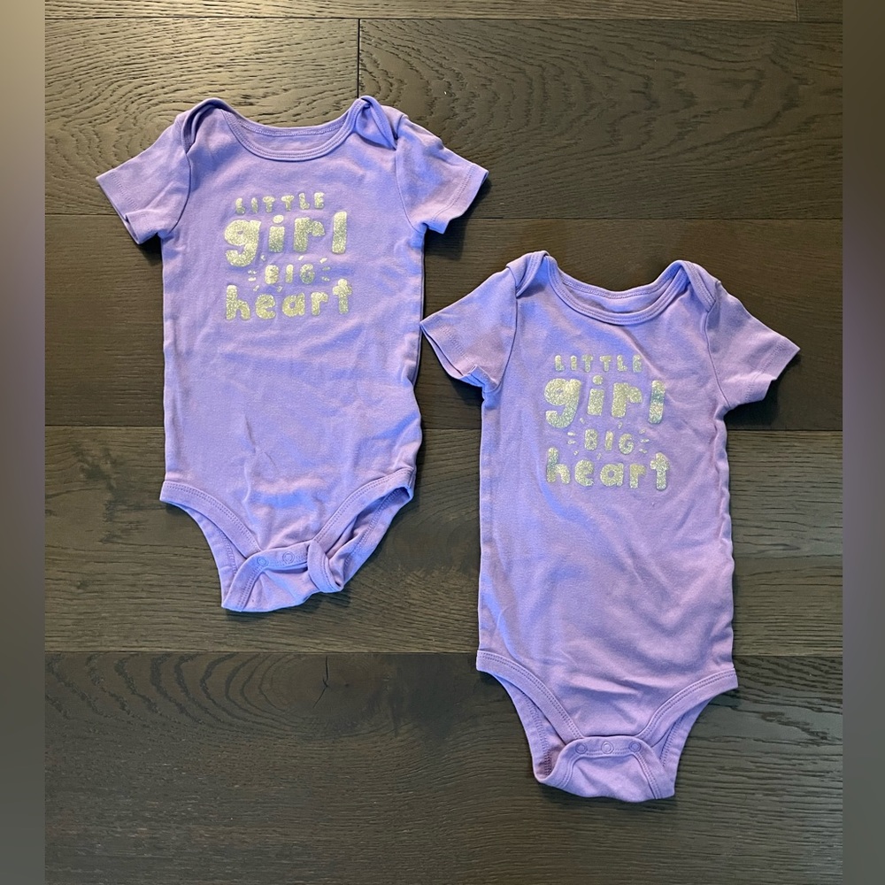 Purple baby onesies “little girl with big heart” 18-24M NWT